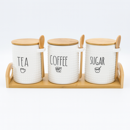 3-Piece Ceramic Jar Set With Spoon