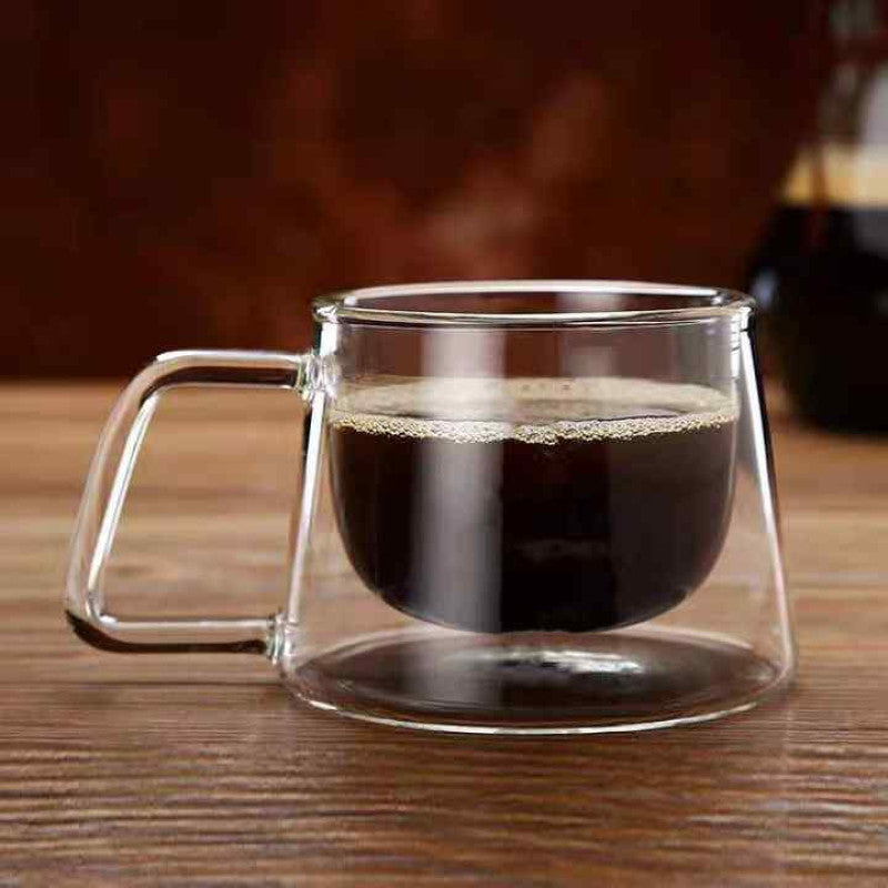 Double Wall Mugs With Handle for Latte Cappuccino Coffee Tea Milk Durable Glass Cups
