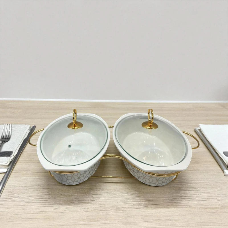 Elegant Twin Oval Chafing Dishes (12.5