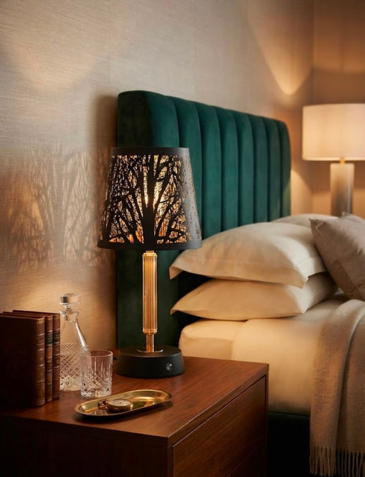 Aura Black & Gold Rechargeable Portable Table Lamp