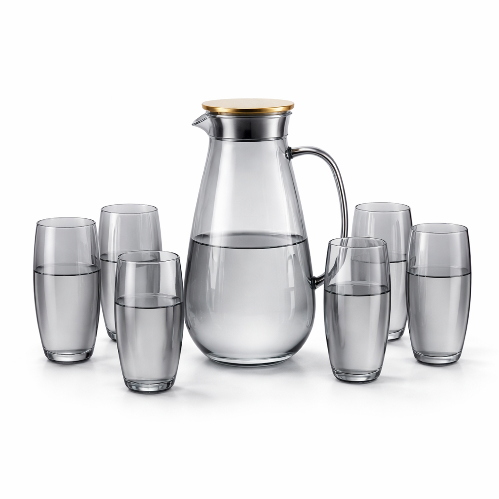 7-Piece Glass Water Set with Jug, Lid & glasses – Elegant Everyday Serving Set