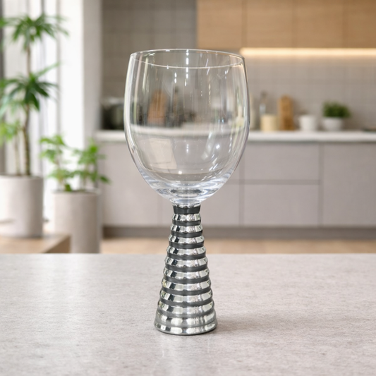 Screw Champagne Goblets Glass - Silver - Set of 6