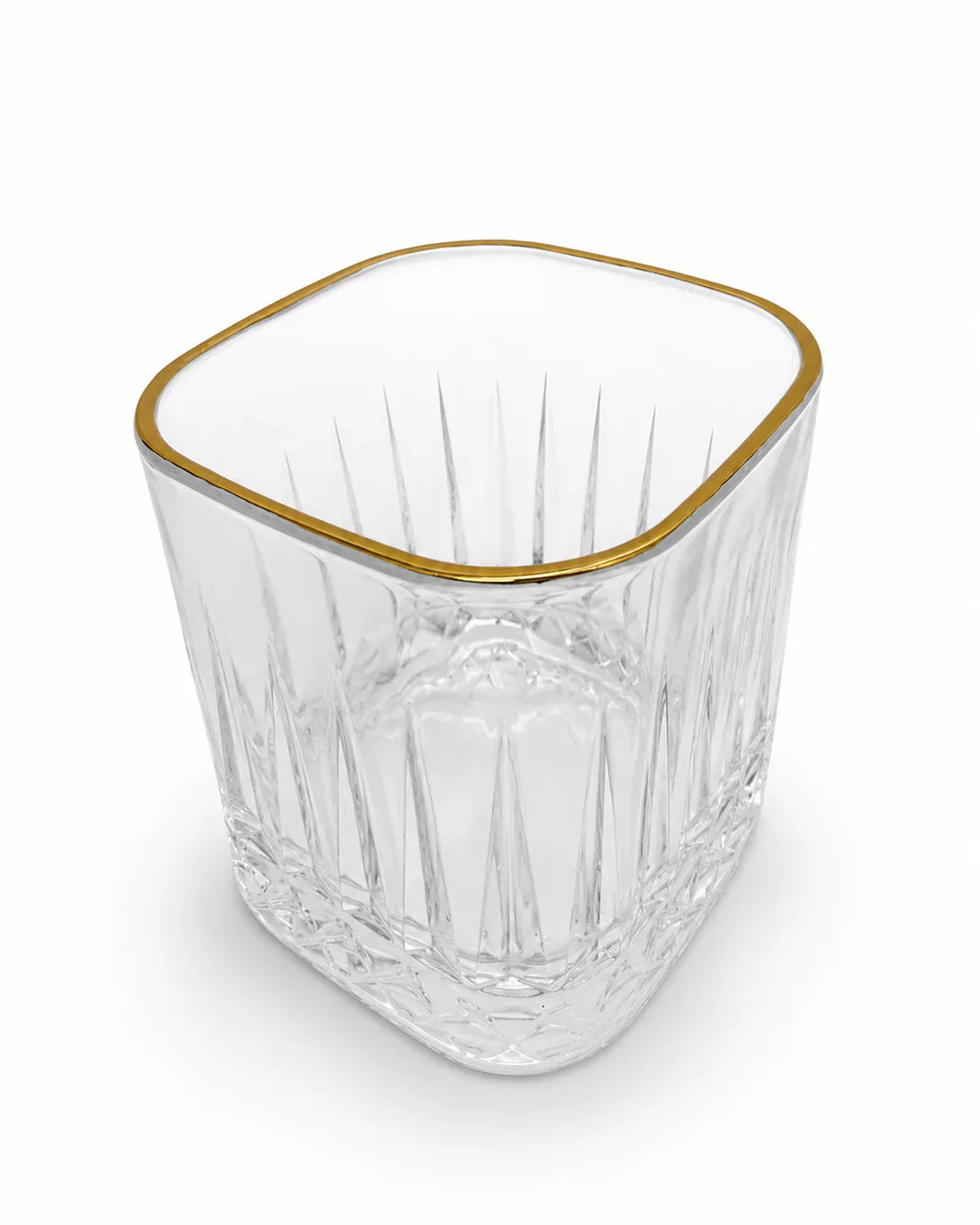 6 Pcs Premium Gold Rim Crystal Glass Tumbler Set