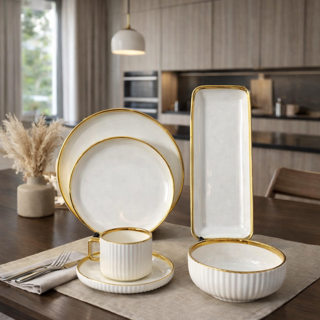 32Pcs Ceramic Dinner Set - White