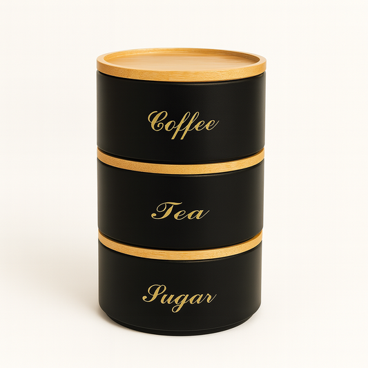 Stacking Metal Canister Set - Black