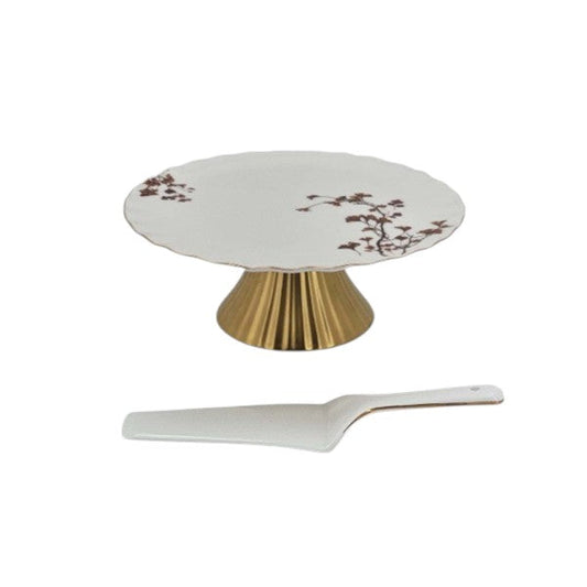 Angela 10.5" Ceramic Cake Stand with Lifter - BRD329