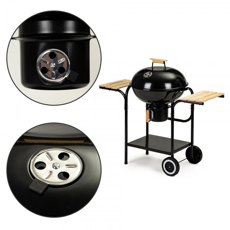 Charcoal Kettle BBQ Grill, Working Table Barbecue Grill for Outdoor Use
