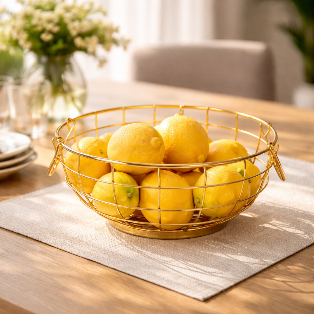 Golden Wire Fruit Basket