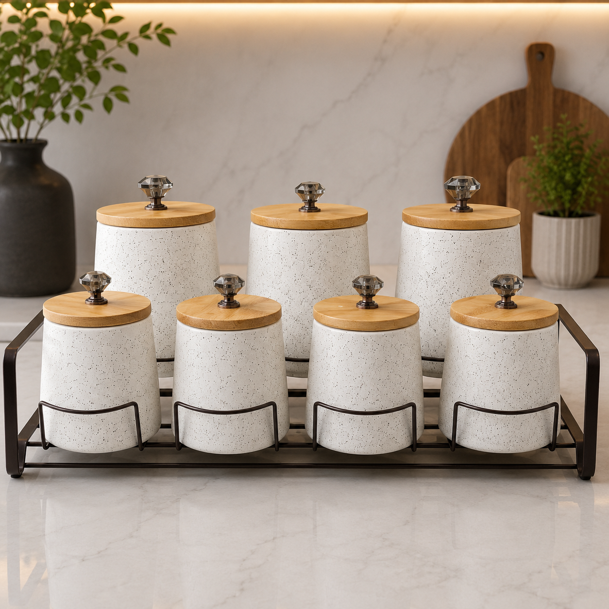 Premium Ceramic Kitchen Storage Jar Set – 7 Piece