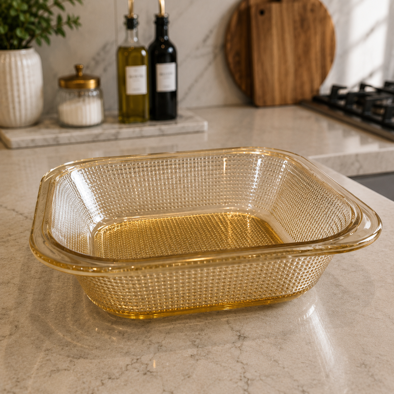 AmberBake Textured Glass Baking Dish