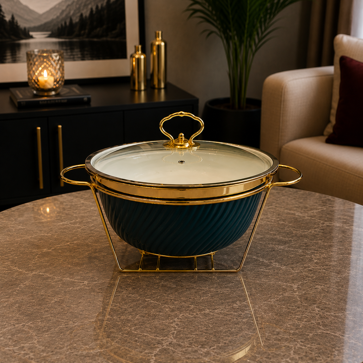 Round Green Serving Dish - 10 Inches