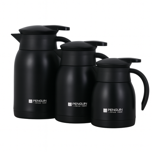 Penguin Stainless Steel Thermos Coffee Pot Vacuum Flask - Black