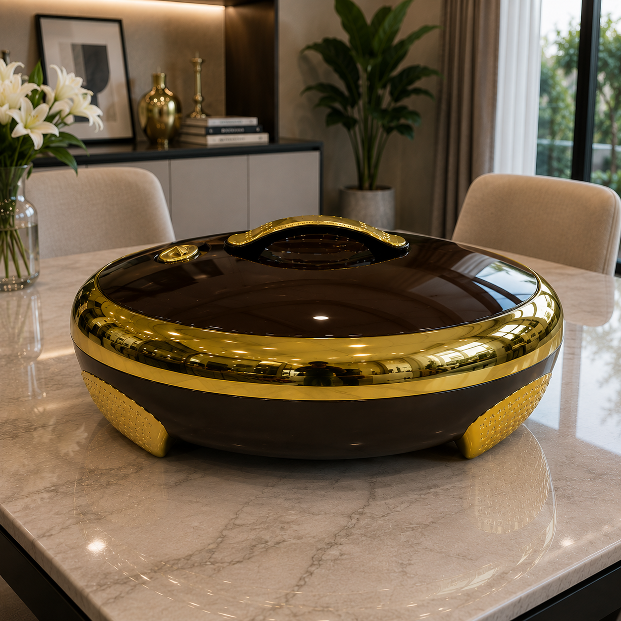Luxury Gold & Brown Insulated Hotpot