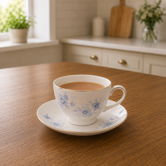 Bone China 24 Pieces Tea Set – Elegant Blue Floral Design Tea