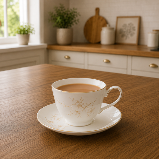 Bone China 24 Pieces Tea Set – Elegant Gold Floral Tea
