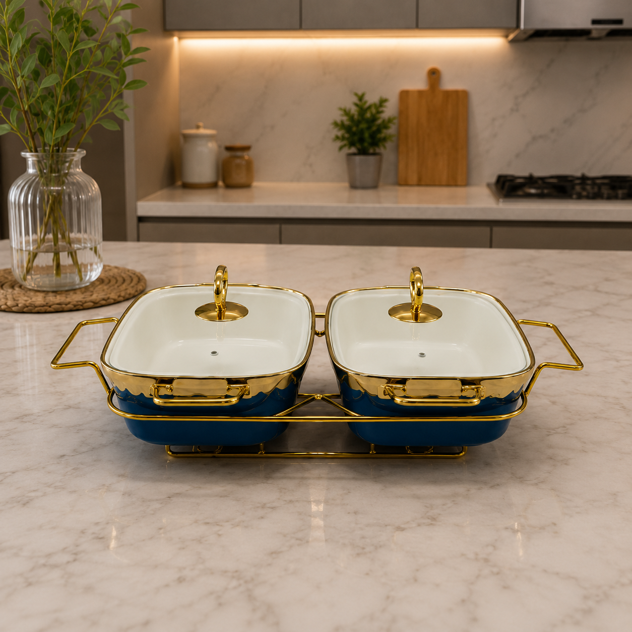 Azure Royale 11.5 Inches Rectangular Twin Serving Set
