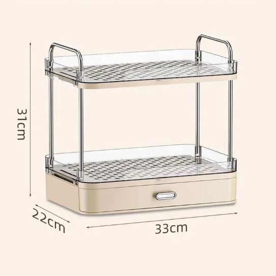 Large Capacity Double Layer Cup Rack With Drain Tray