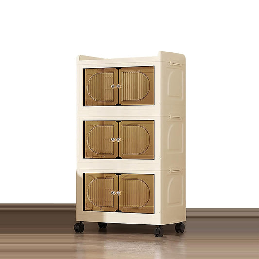 Folding storage cabinet, multi-layer, no installation required, baby folding wardrobe, household book and toy movable storage