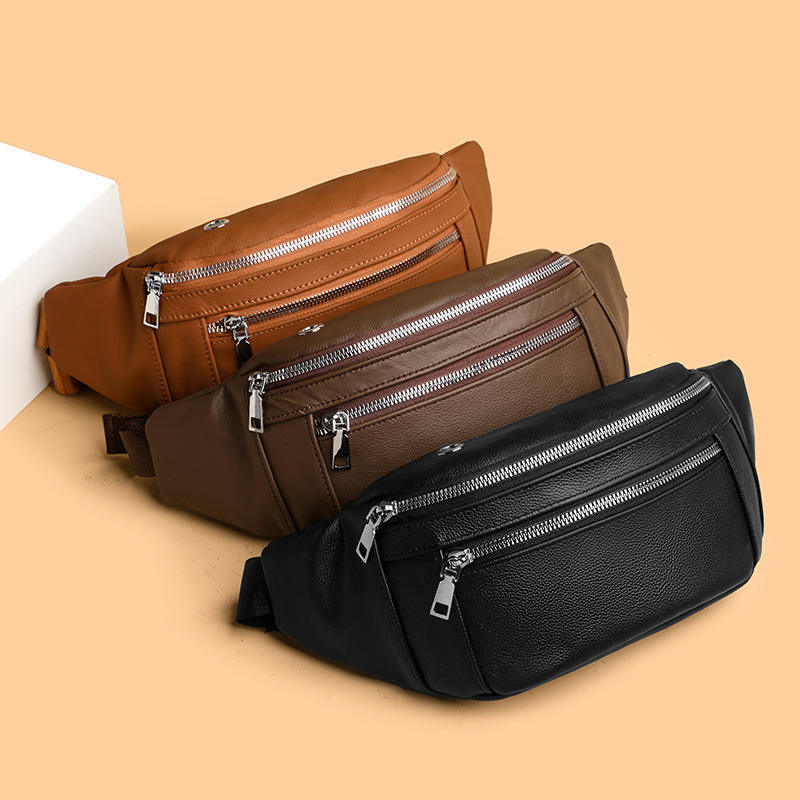 Men Chest Bag High Quality Sports Backpack for Cow Leather Crossbody Daypack Fashion Waist Pack