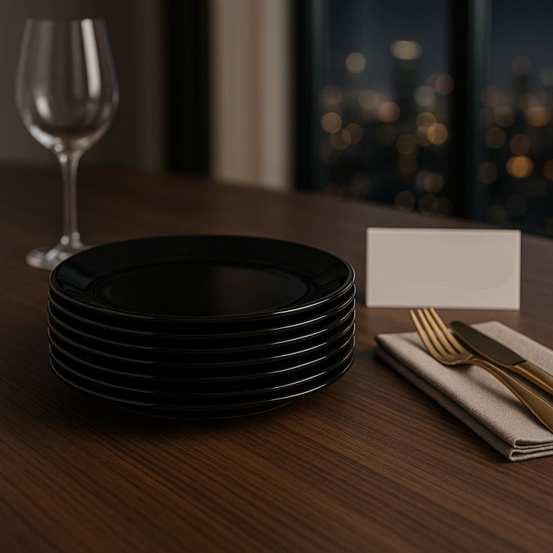 Luxury Black Dinner Plate Set – 6 Pcs | Premium Ceramic Tableware for Elegant Dining