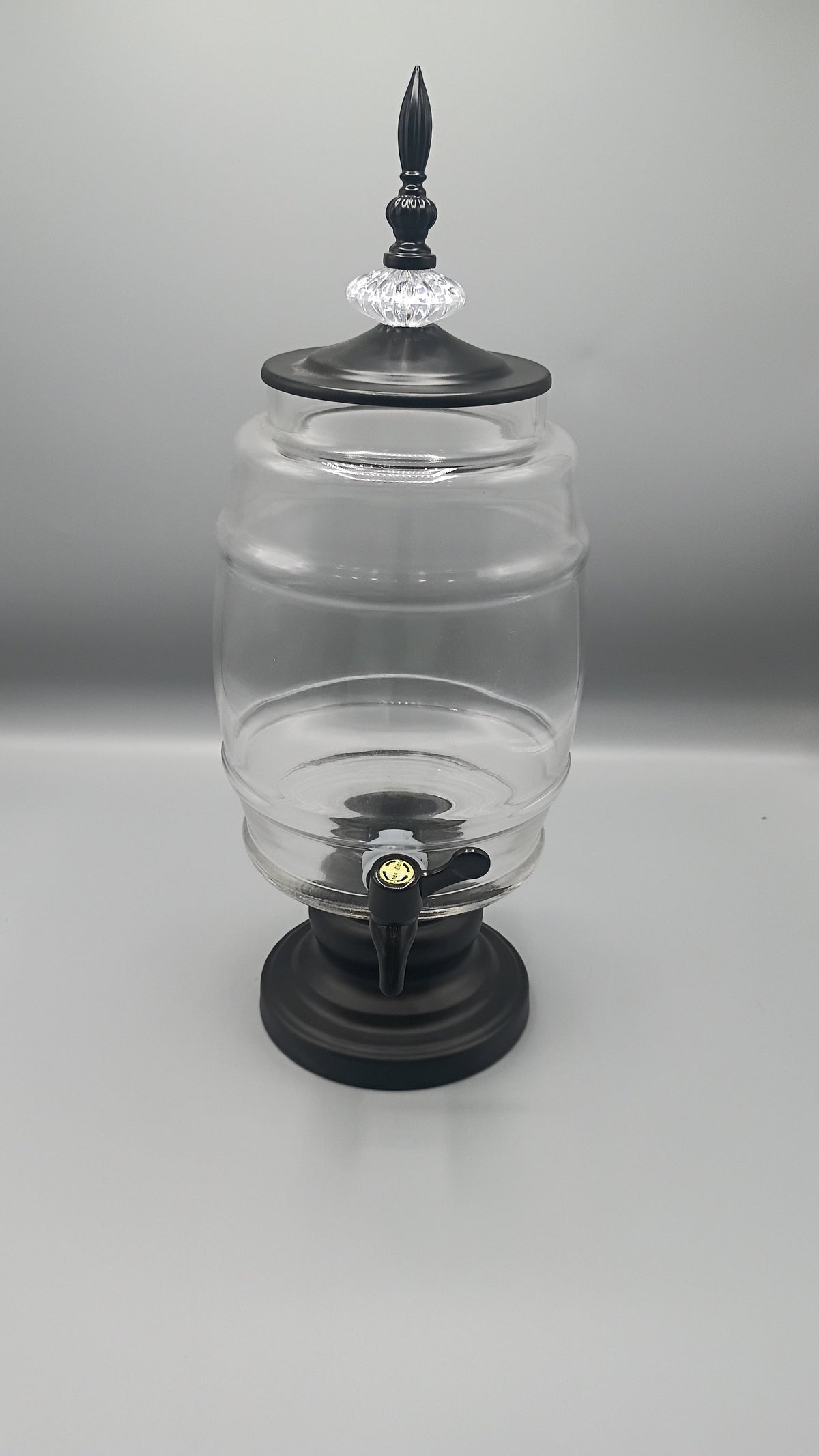 Black Rim Barrel Glass Dispenser