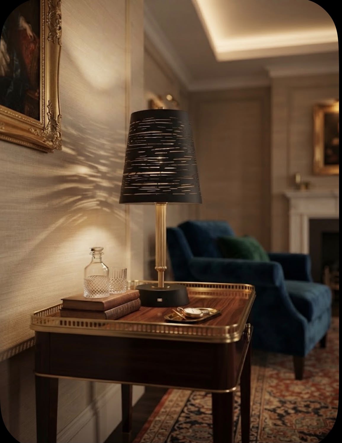 Aura Black & Gold Rechargeable Portable Table Lamp