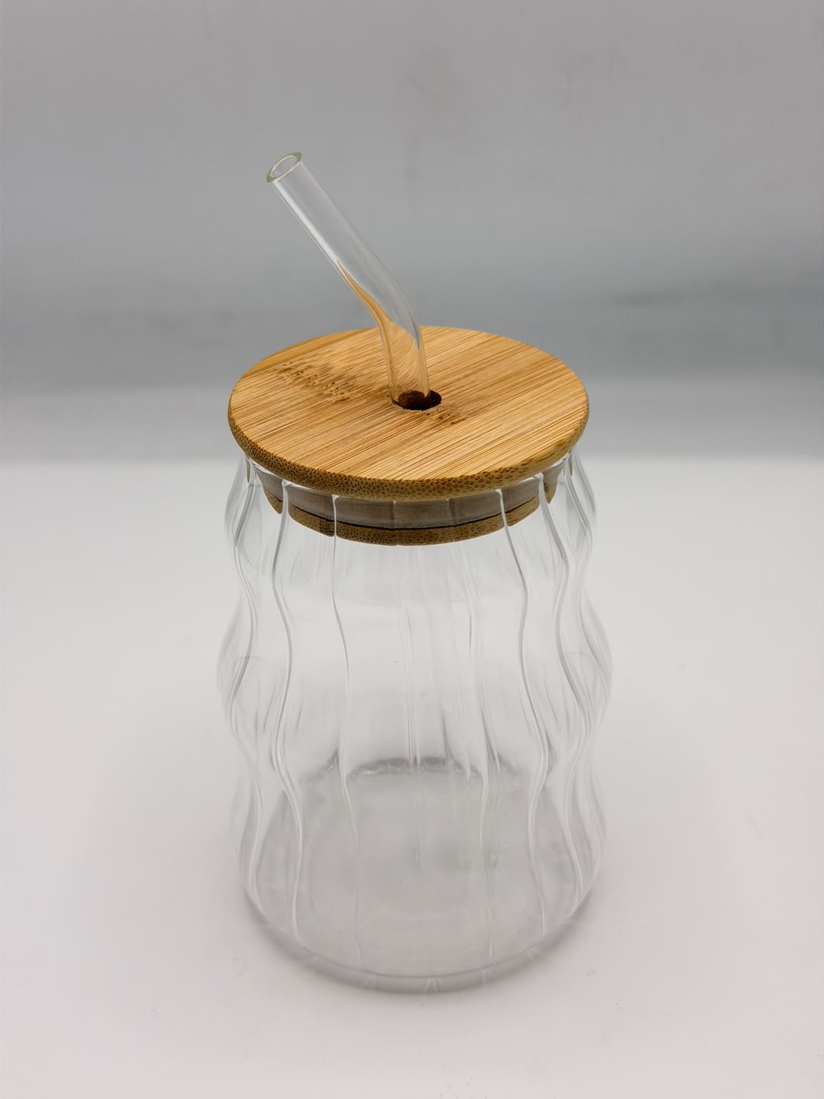 White Glass Sipper with Lid & Straw