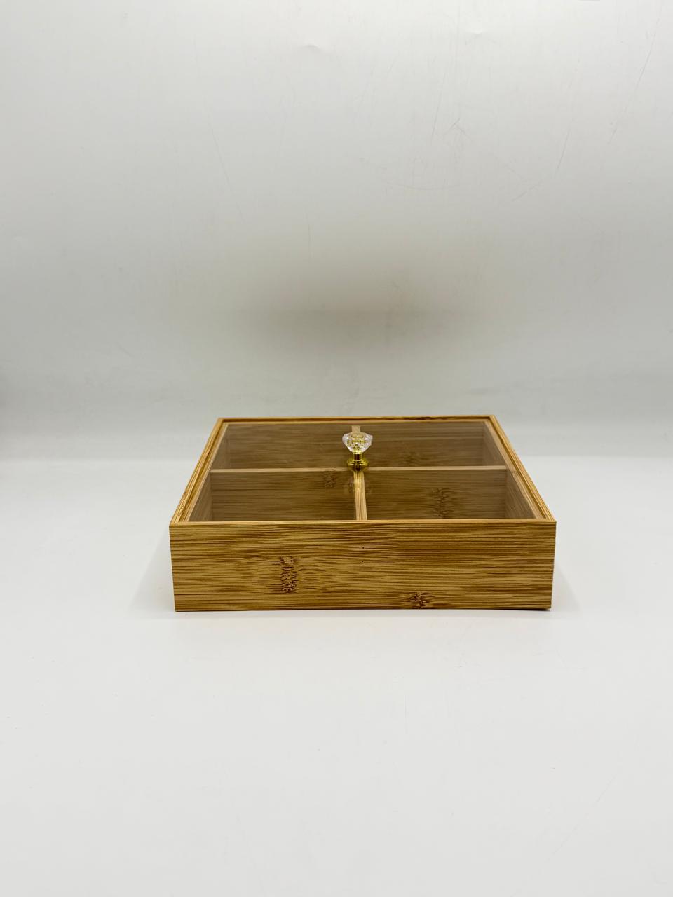 Bamboo Organizer Tray Medium - 4 Compartment Storage Box (18-2)