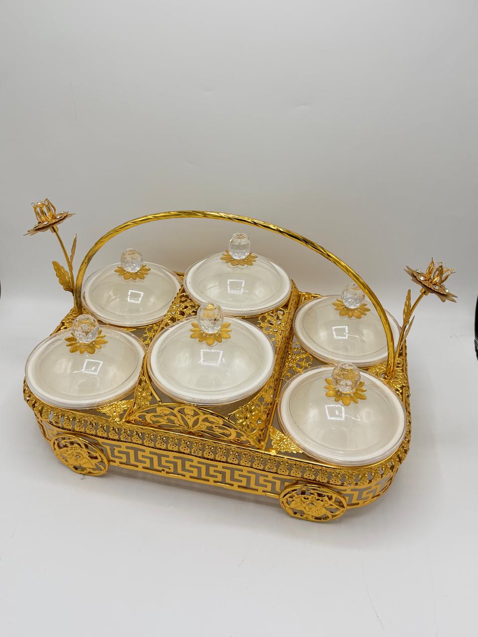 Royal Gold Trolley 6-Piece Dry Fruit Bowl Set