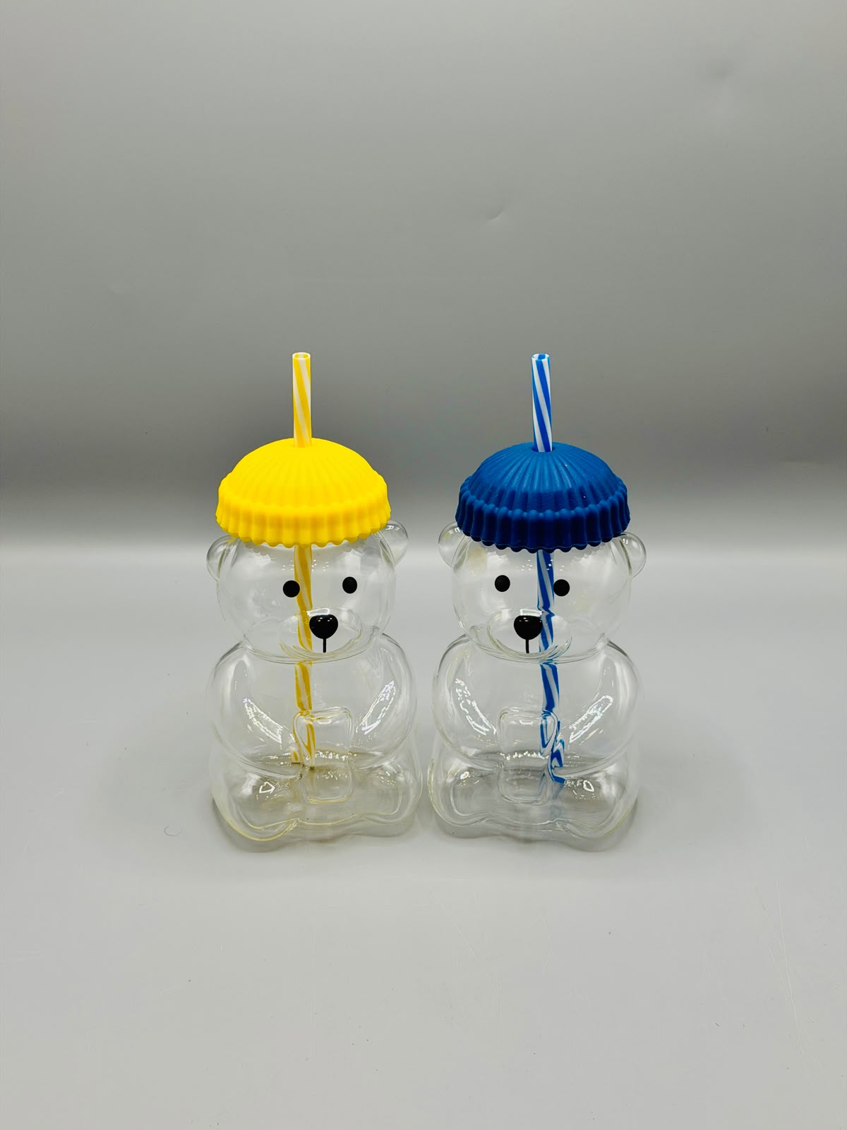 650ML Teddy Bear Glass Sipper with Straw