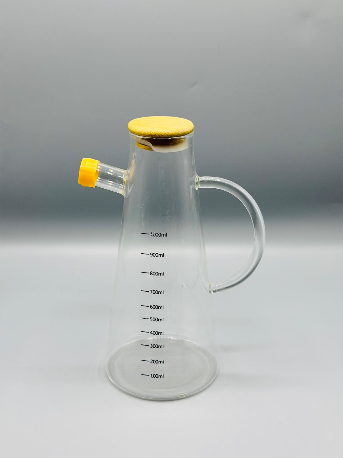 Bamboo-Lid Cone Oil Bottle 1000ml