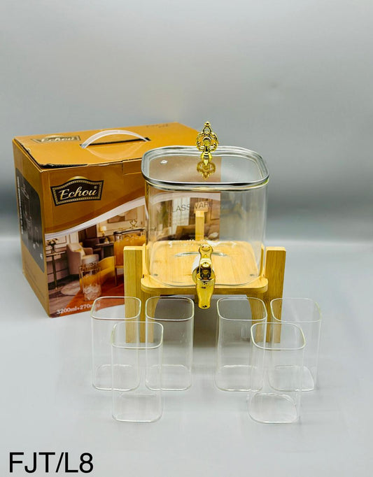 Classic Dispenser Set with Wooden Stand – 8 Pcs (3200ml)