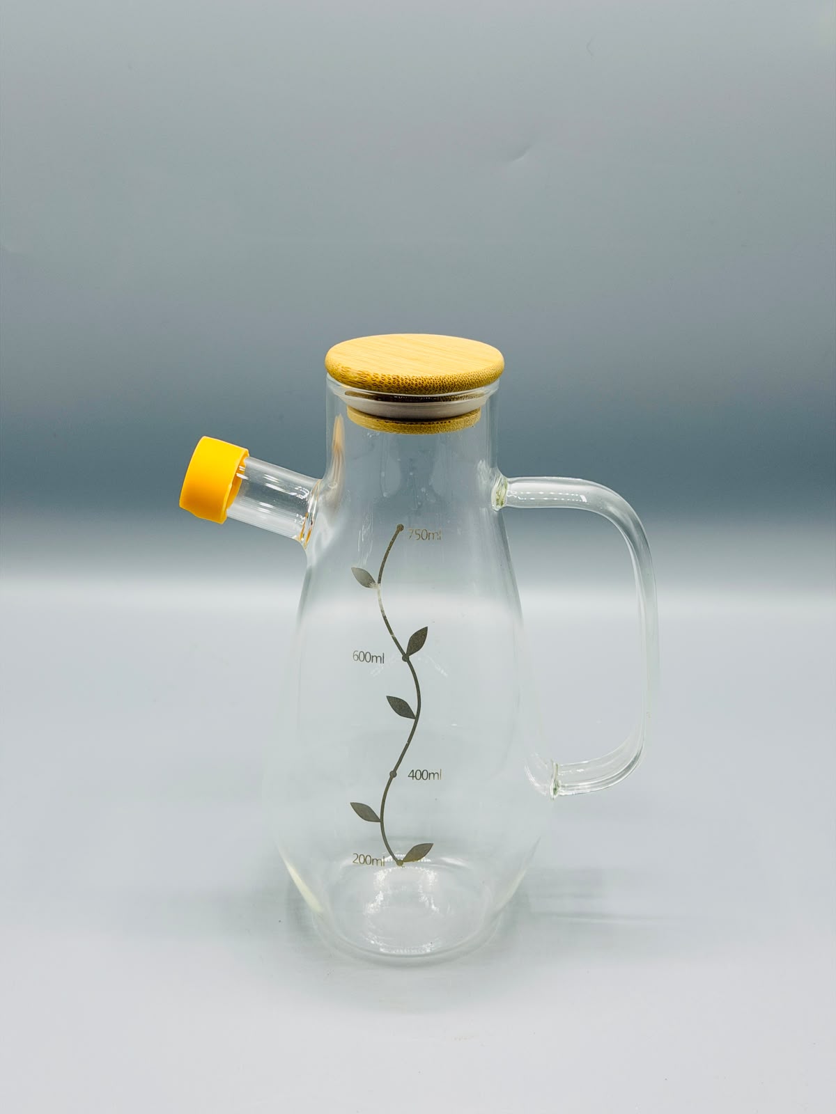 Bamboo-Lid Glass Oil Bottle 750ml
