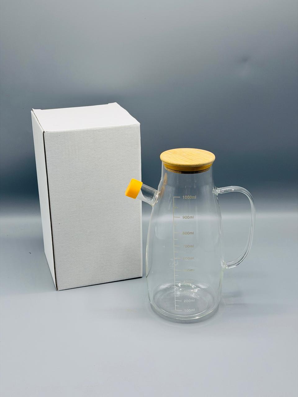 Glass Oil Dispenser Pitcher – 1000ml with Bamboo Lid(GPY-02)