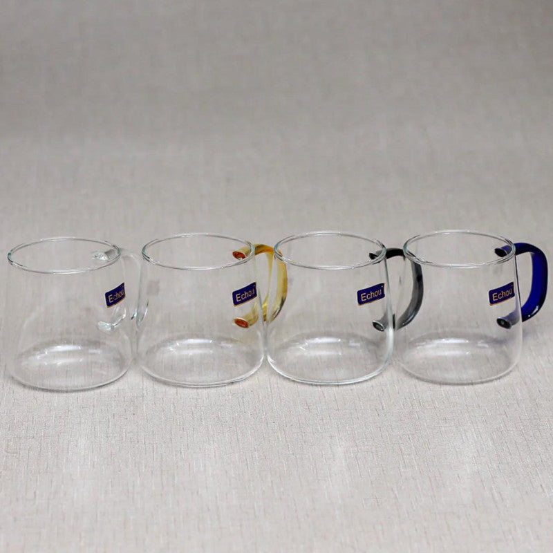 Glass Mug Set – 4-Piece 520ml Heat-Resistant Beverage Cups | Adornia.pk
