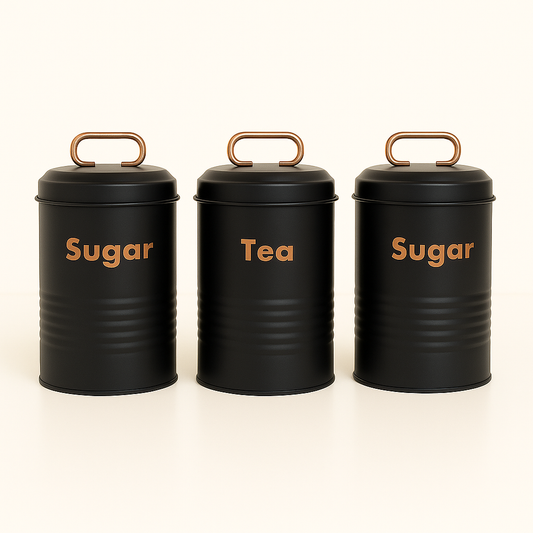 Vintage Metal Canister Set - Black