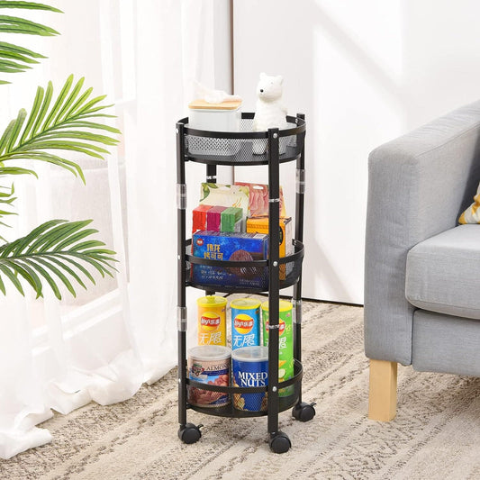 3 Layer Folding Storage Cart Trolley With Wheels