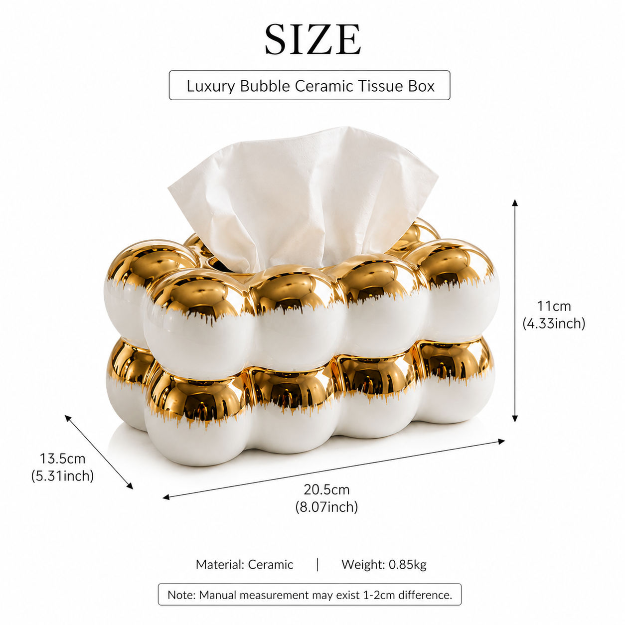 Luxury Bubble Ceramic Tissue Box Holder