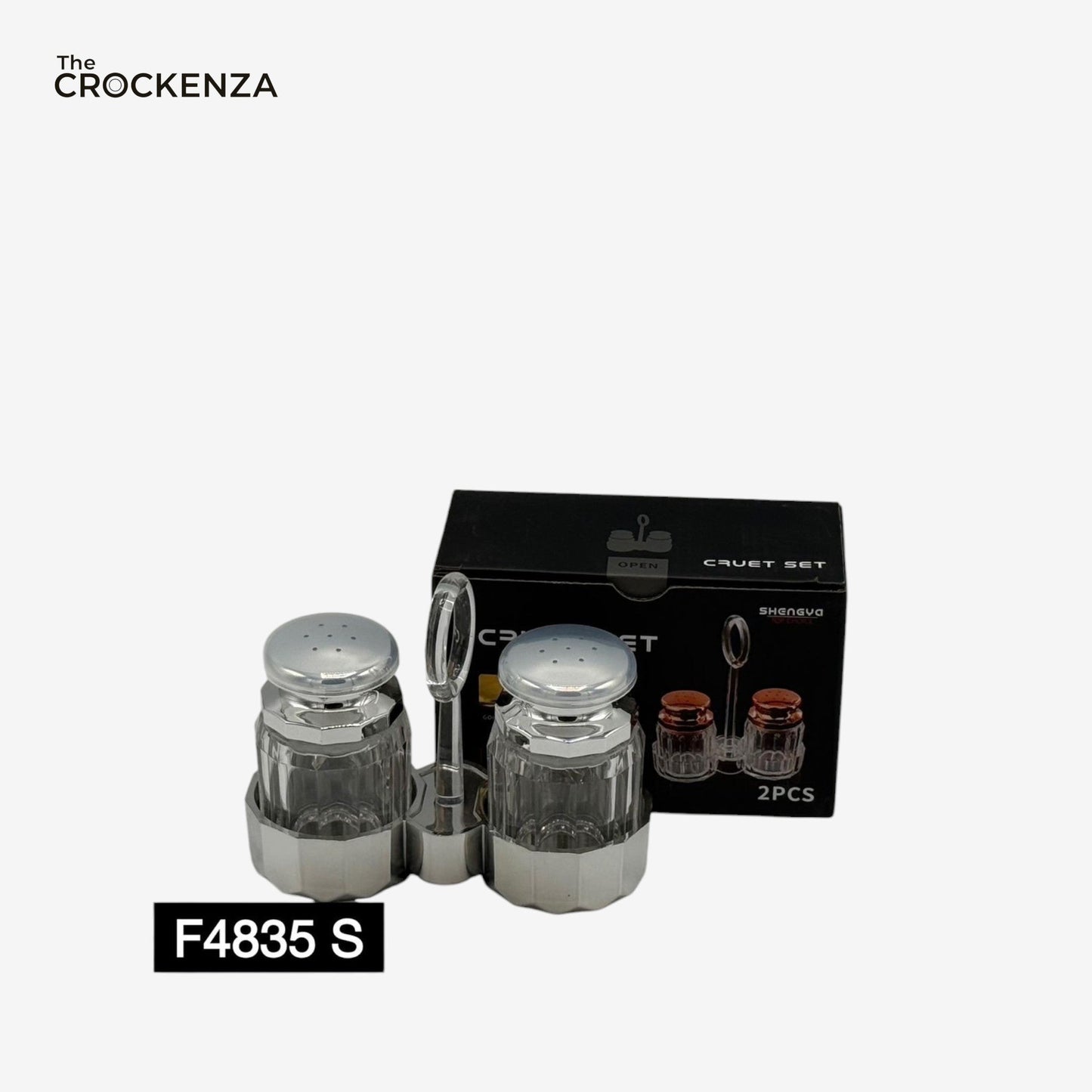 Luxury Acrylic Salt & Pepper Cruet Set with Stand – Shaker Set (2 PCS)