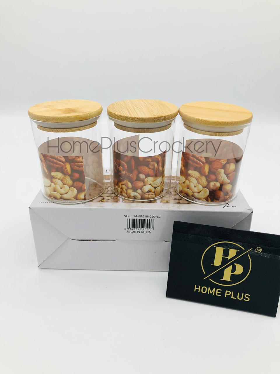 3-Pcs Glass Jar Set 220ml