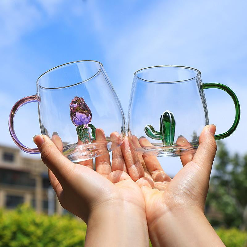 400ml 3D Cartoon Animal Glass Mug – Creative Coffee, Milk & Tea Cup with Handle | Adornia.pk