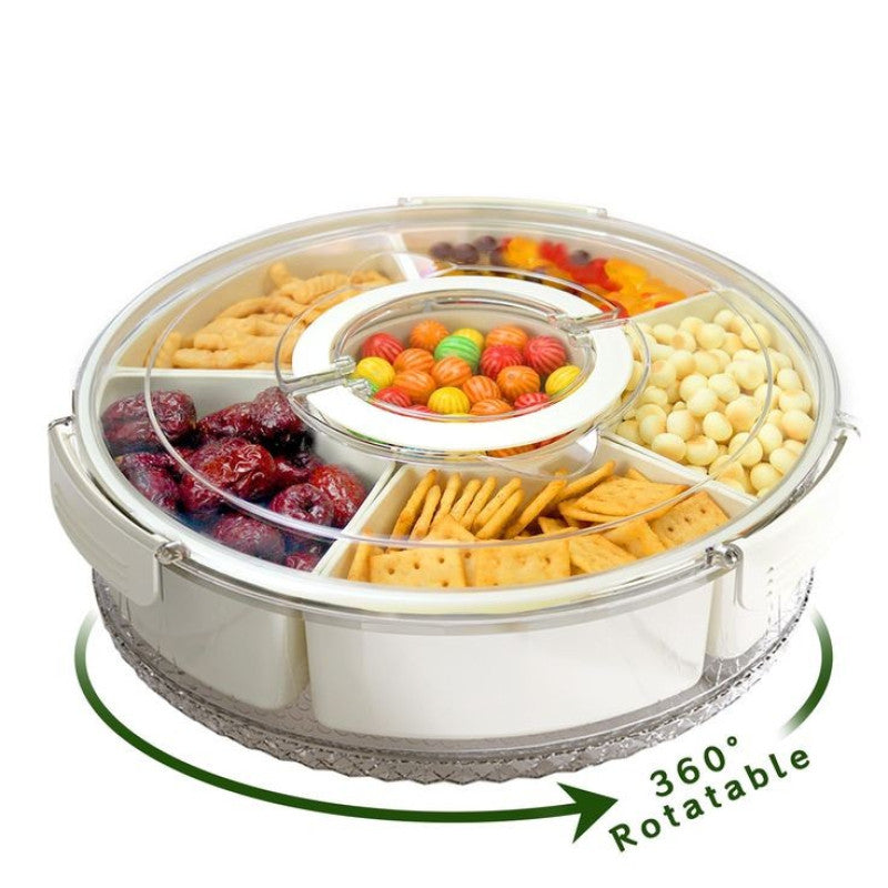 Premium Portable Rotating Snack Tray with Lid – 360° Spinning Serving Organizer | Adornia.pk