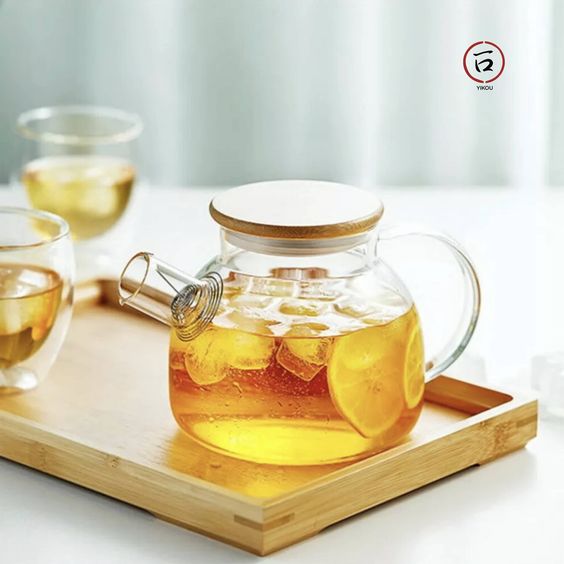 Borosilicate Glass Kettle With Wooden Lid 1000ml