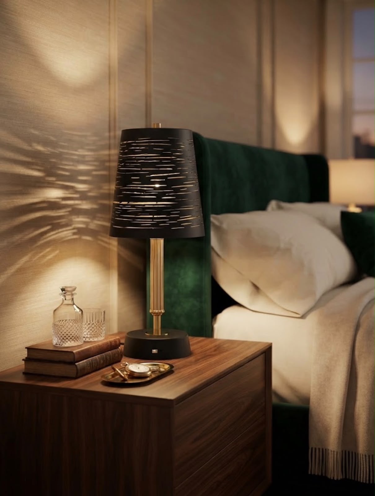 Aura Black & Gold Rechargeable Portable Table Lamp