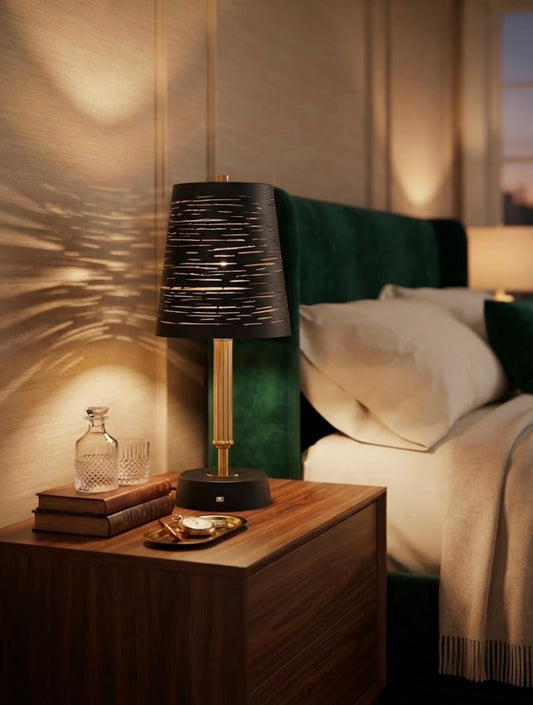 Aura Black & Gold Rechargeable Portable Table Lamp