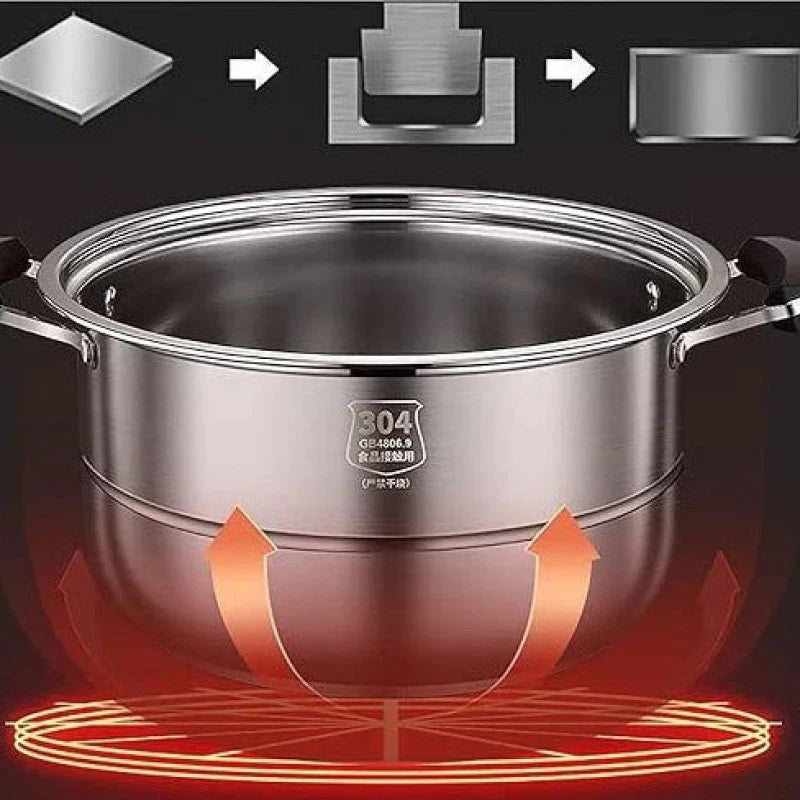 Stainless Steel Steamer & Soup Pot – Multi-Purpose Hot Pot for Cooking & Serving | Adornia.pk