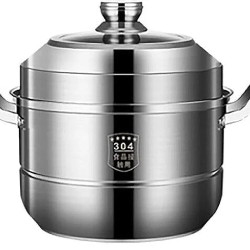 Stainless Steel Steamer & Soup Pot – Multi-Purpose Hot Pot for Cooking & Serving | Adornia.pk