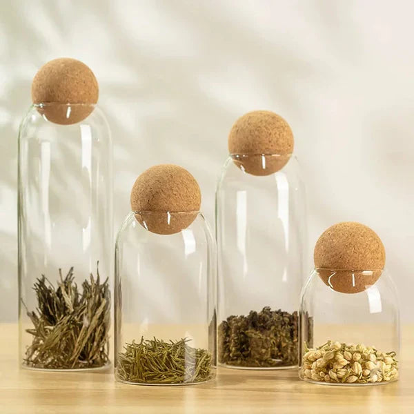 Glass storage Jar with wooden lid