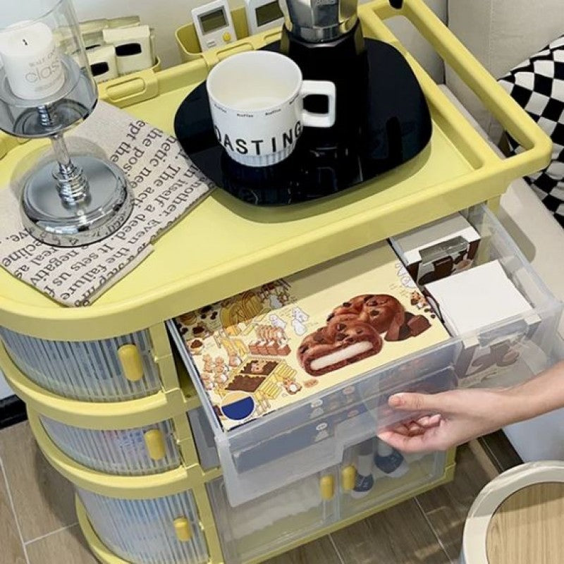 Organizer Cart with 3-Tier Foldable Storage Cabinet