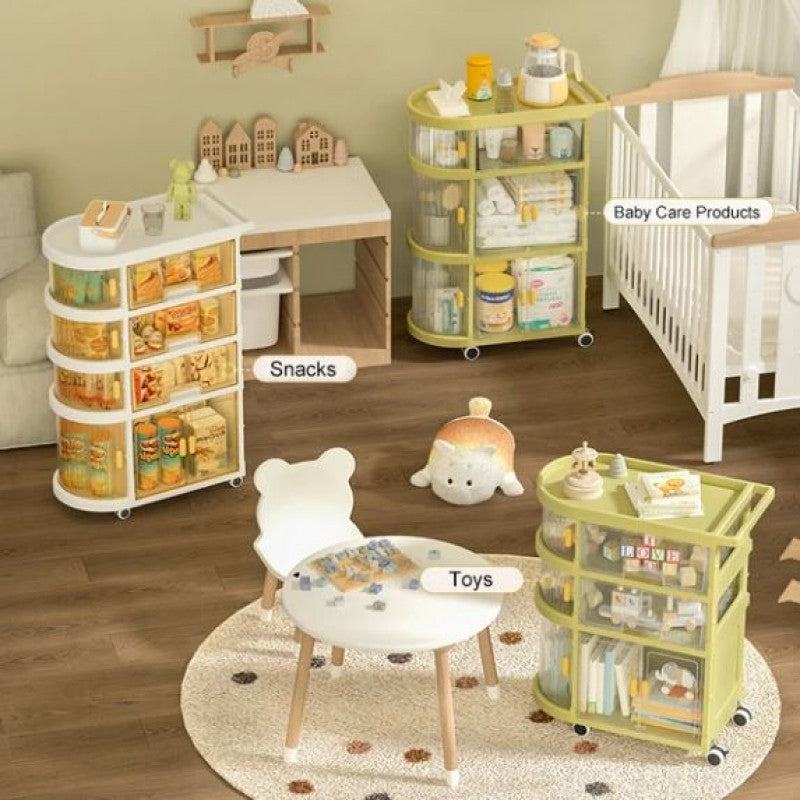 Organizer Cart with 3-Tier Foldable Storage Cabinet